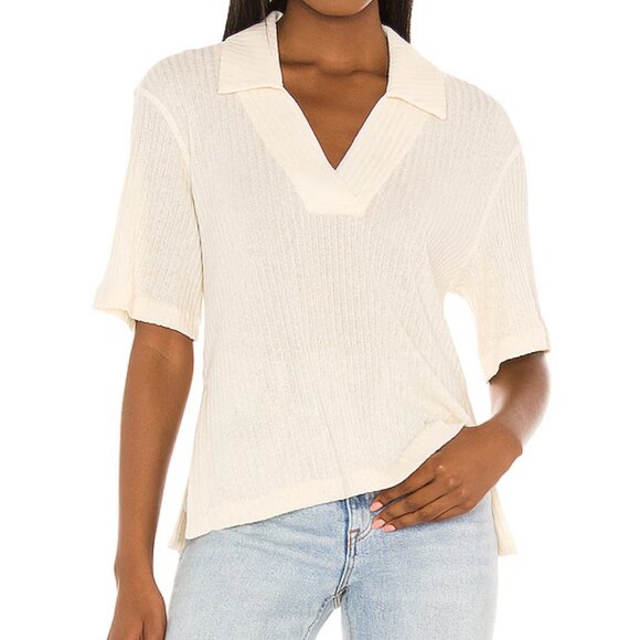 Song of Style Cream V-Neckline Short Sleeves Heela Top Size Medium - Picture 2 of 6